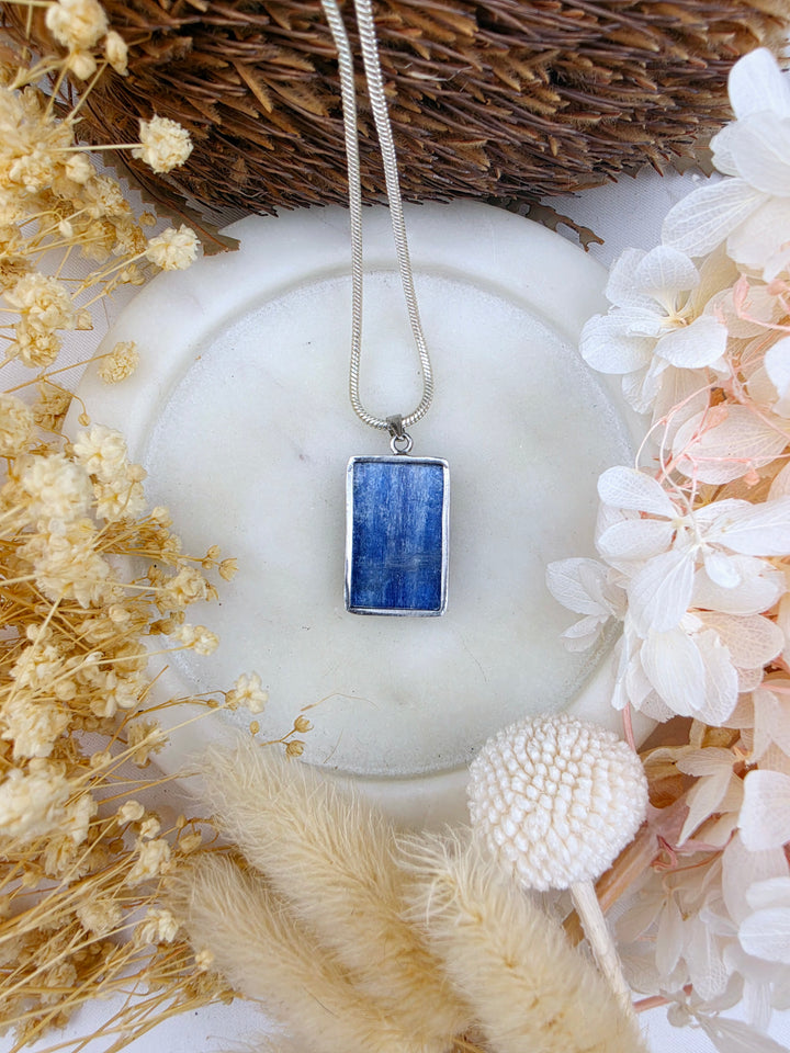 Blue Kyanite Silver Pendant