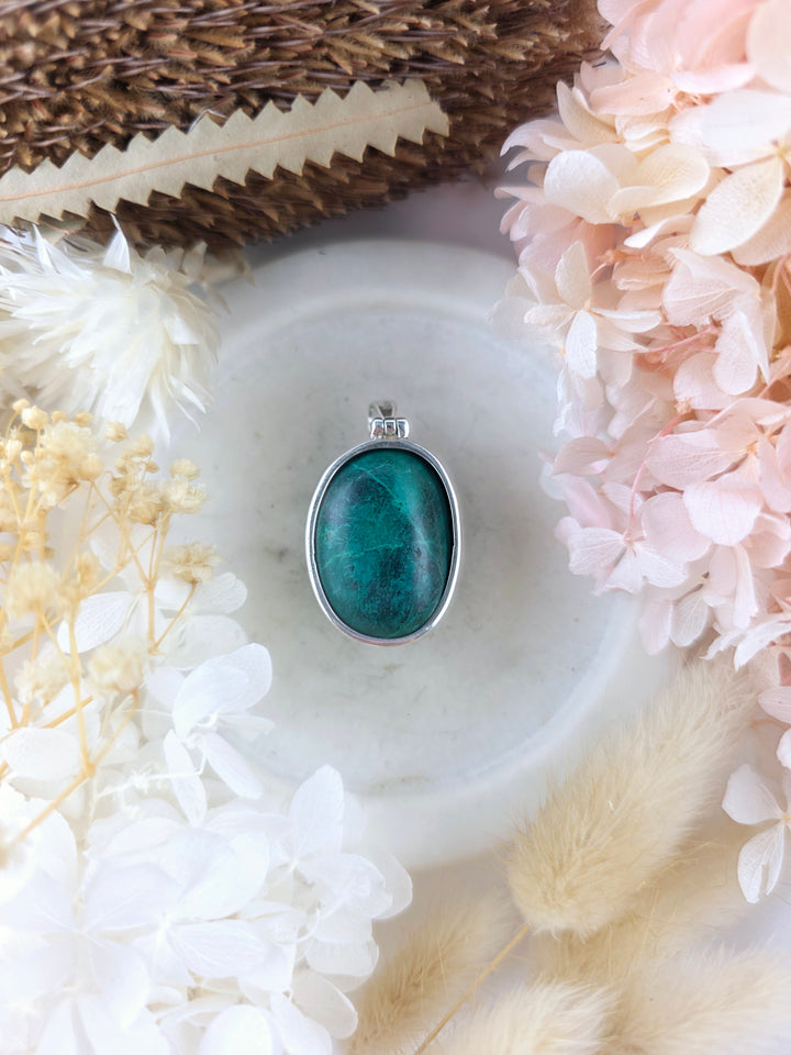 Chrysocolla Silver Pendant