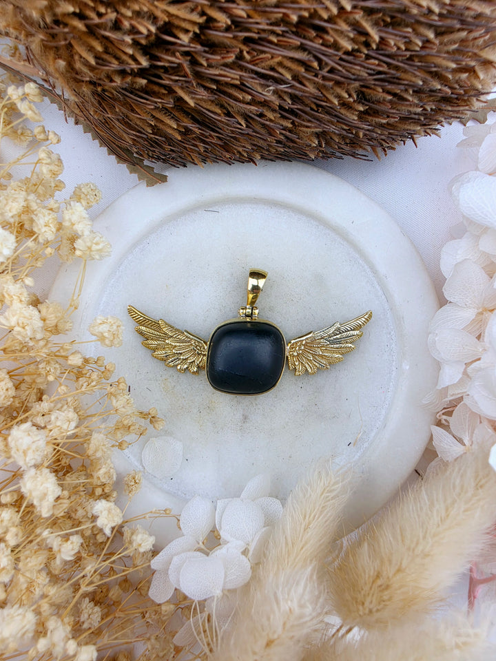 Shungite Anahata Brass Pendant