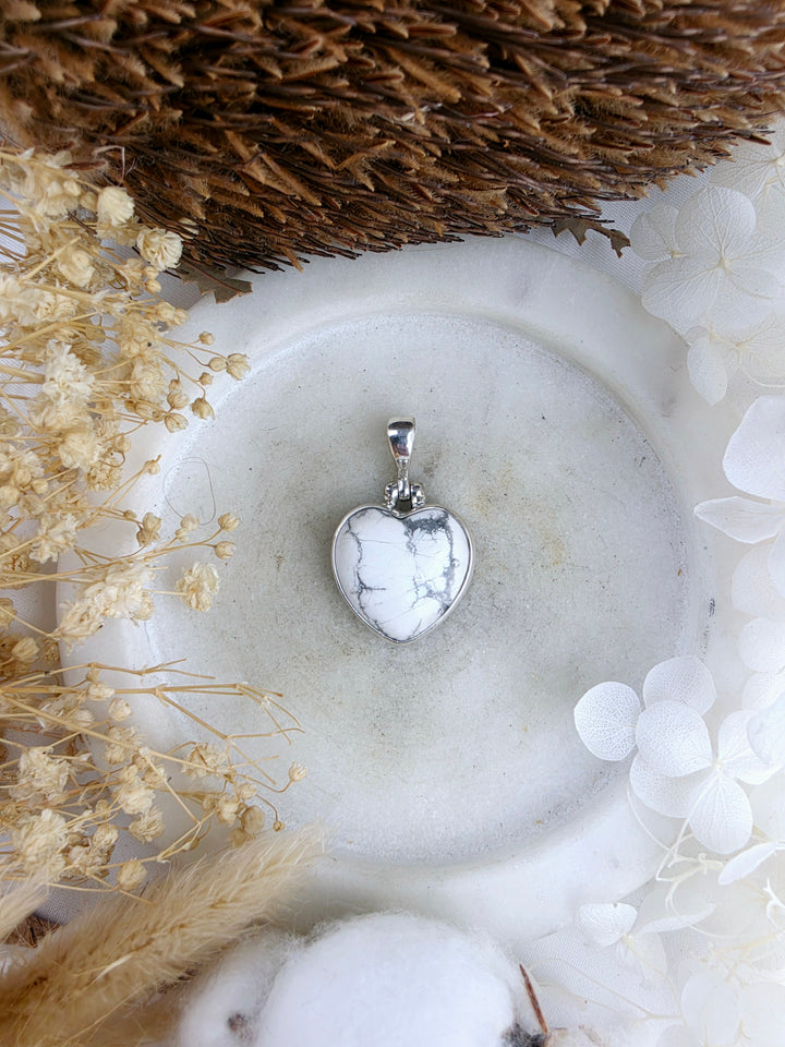 Howlite Heart Silver Pendant