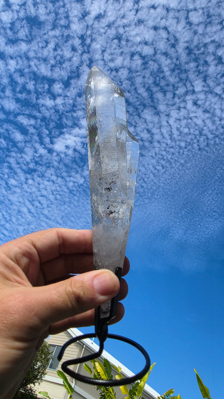 Lemurian Twin Flame Laser Quartz with metal stand