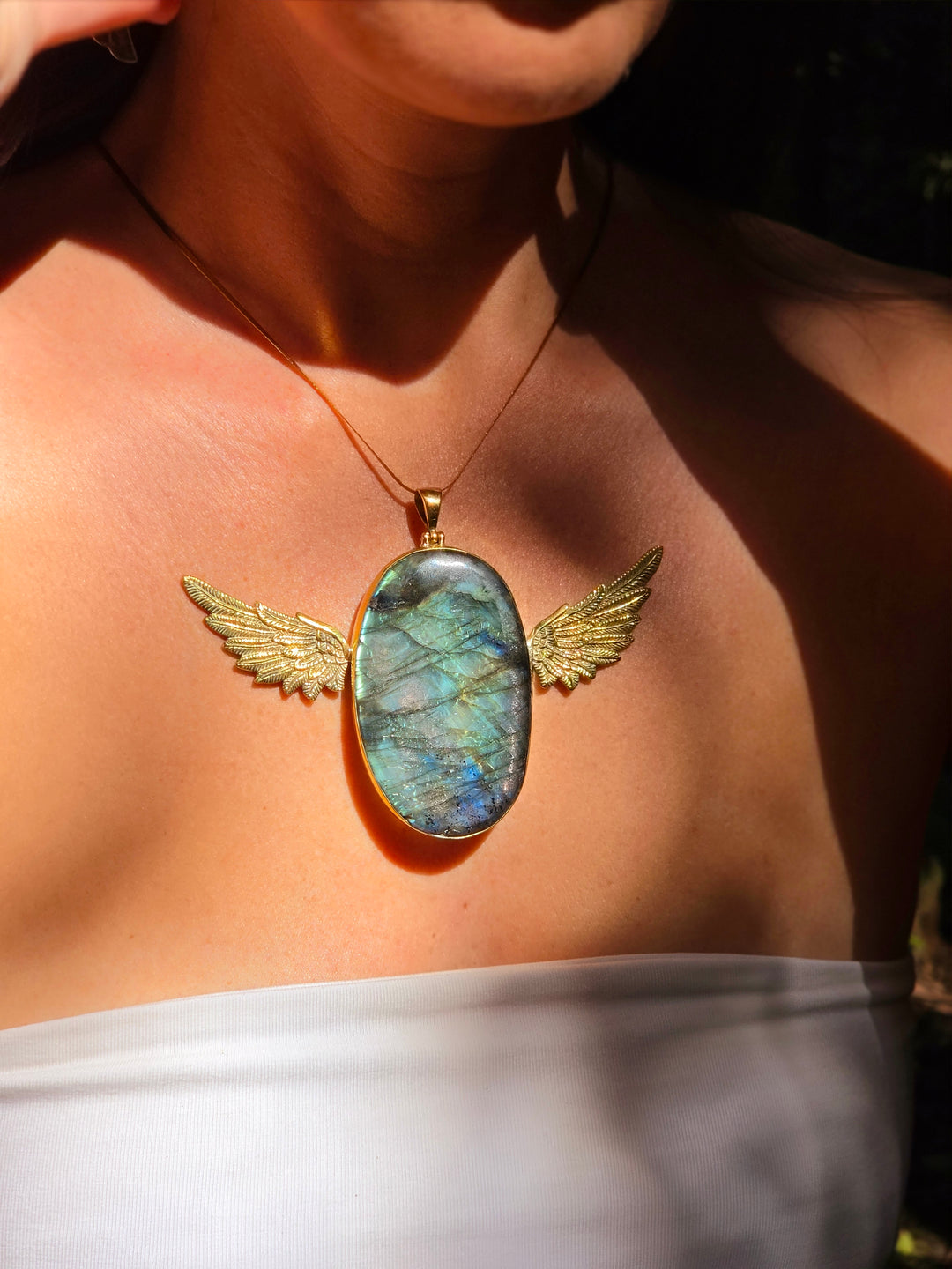Labradorite Queen Anahata Brass Pendant