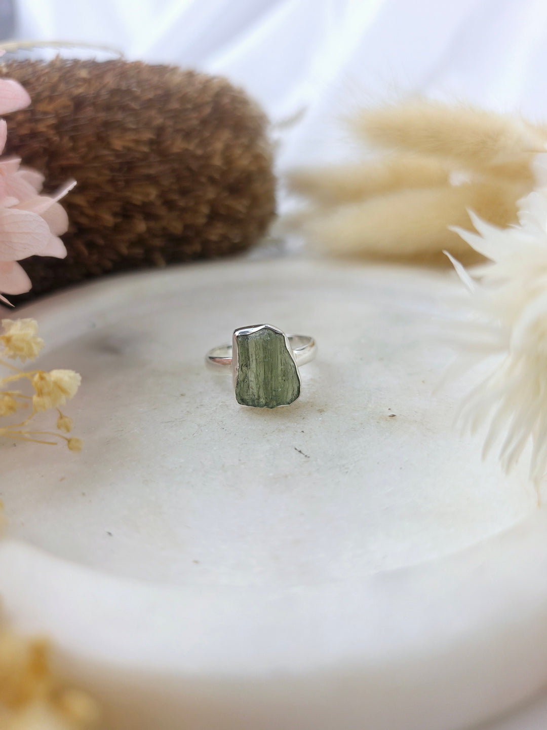 Moldavite Silver Ring
