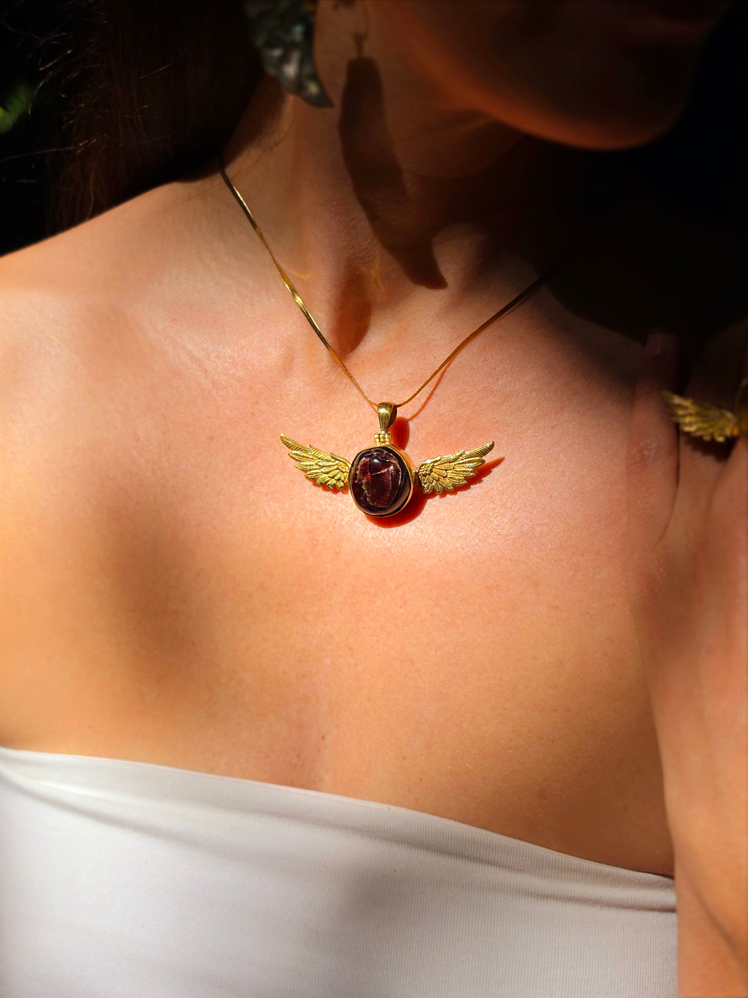 Garnet Anahata Brass Pendant
