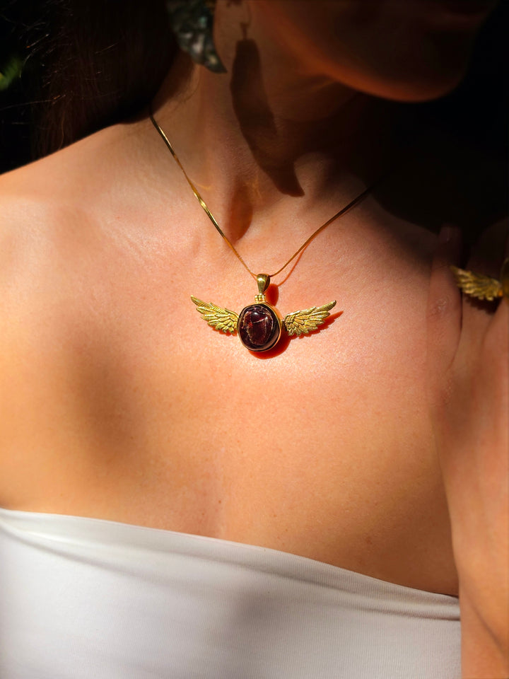 Garnet Anahata Brass Pendant