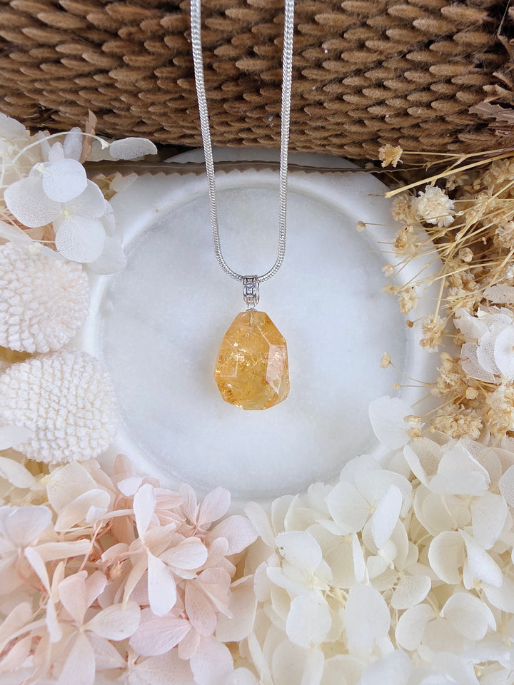 Citrine Faceted Silver Pendant — Made to Shine