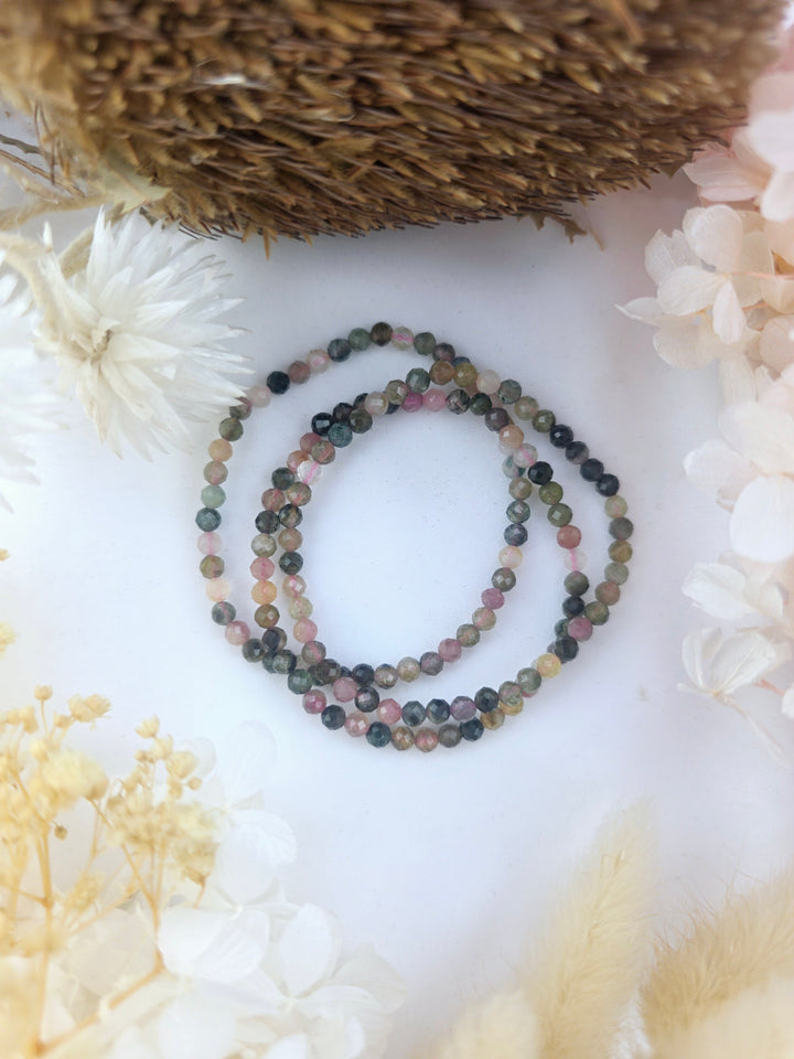 Watermelon Tourmaline Faceted Bracelet - 4mm #2
