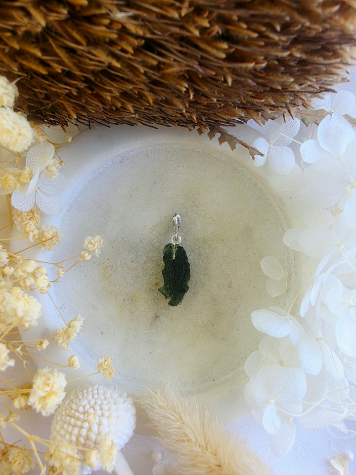 Moldavite Silver Pendant