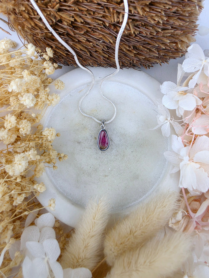 Watermelon Tourmaline Silver Pendant