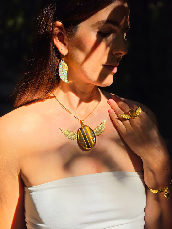 Tigers Eye Queen Anahata Brass Pendant