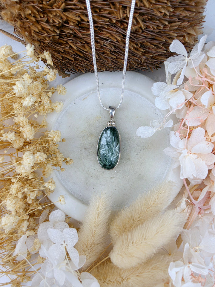 Seraphinite Silver Pendant
