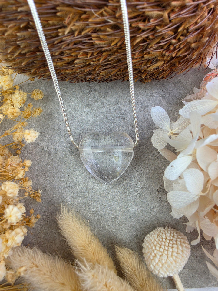 Clear Quartz Heart Pendant — Pure Intention