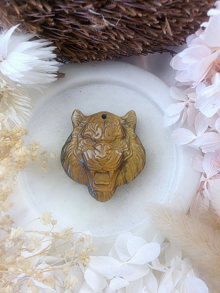 Tigers Eye Tiger Pendant
