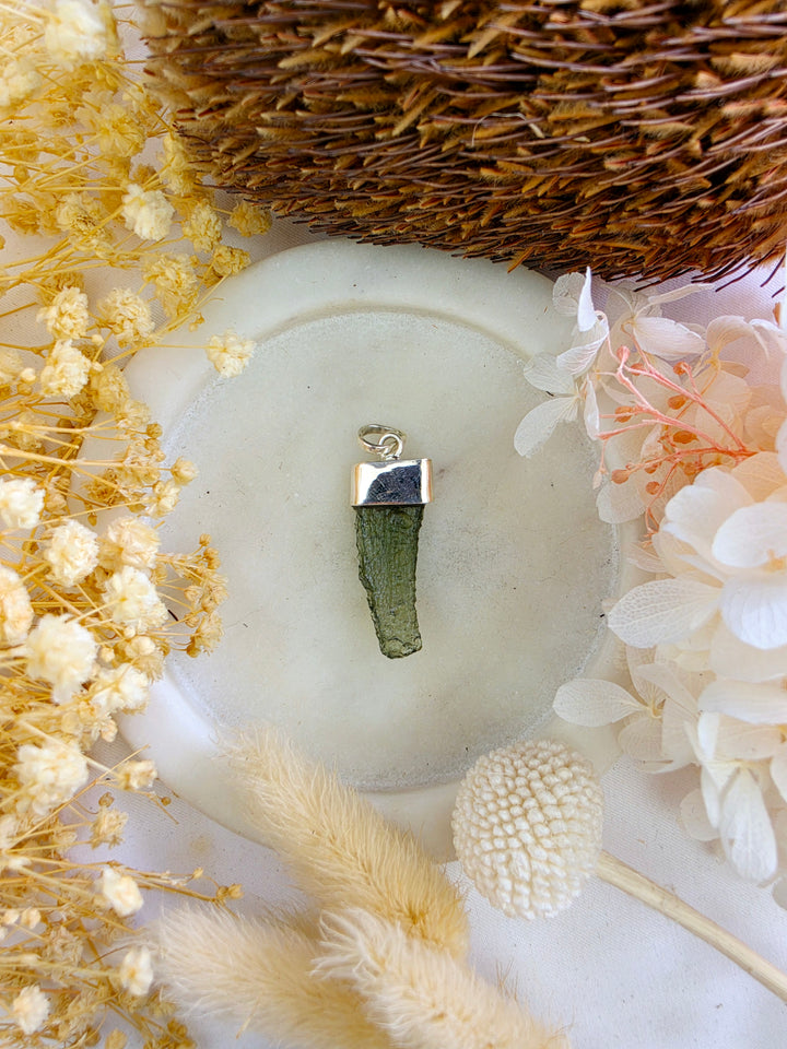 Moldavite Silver Pendant — Manifest & Transform