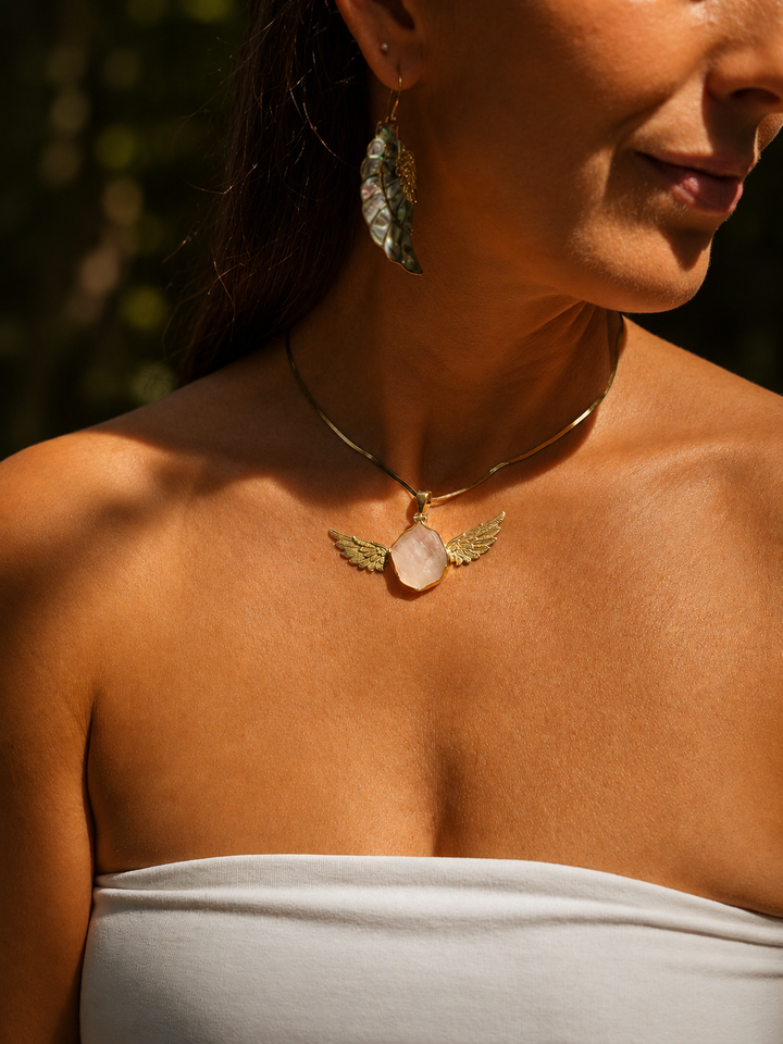 Libyan Desert Glass Anahata Brass Pendant