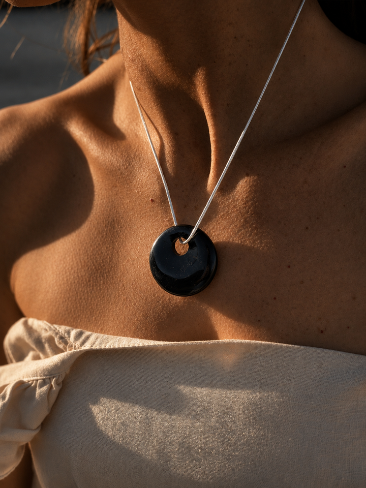 Black Tourmaline Eclipse Pendant