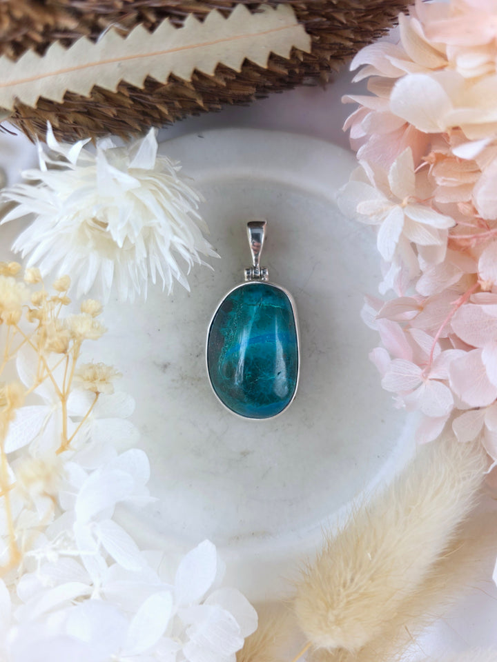 Chrysocolla Silver Pendant