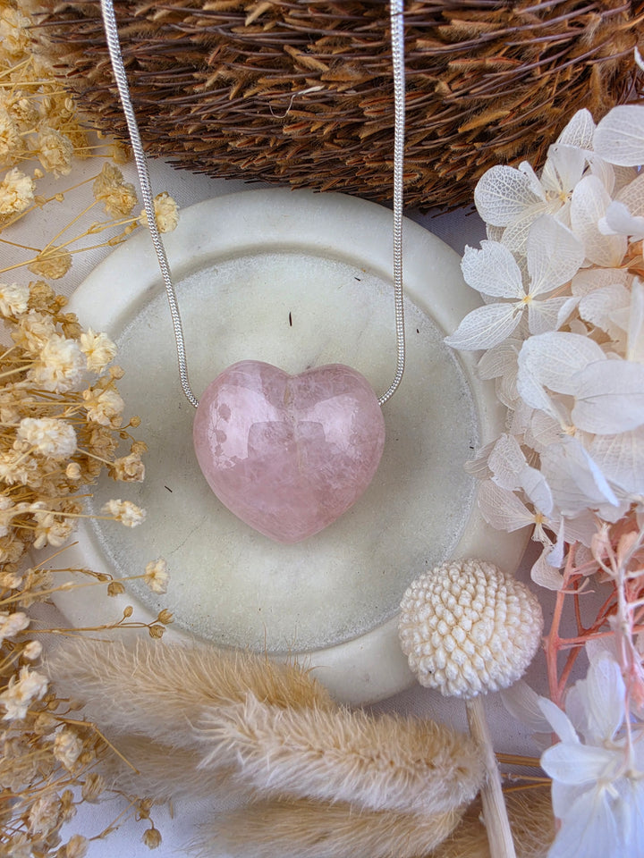 Rose Quartz Heart Pendant — Love Returns