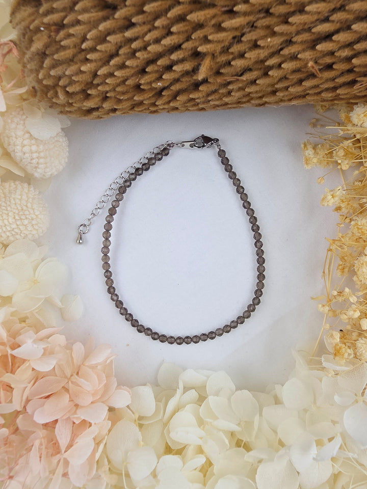 Smoky Quartz Faceted Bracelet - 3mm (Adjustable Chain)