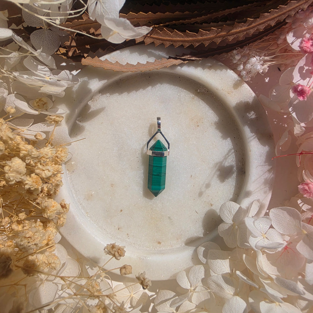 Malachite Alignment Silver Pendant