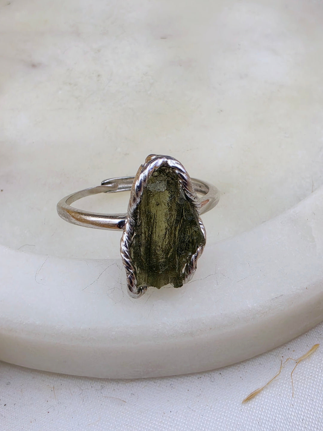 Moldavite Silver Ring - Adjustable