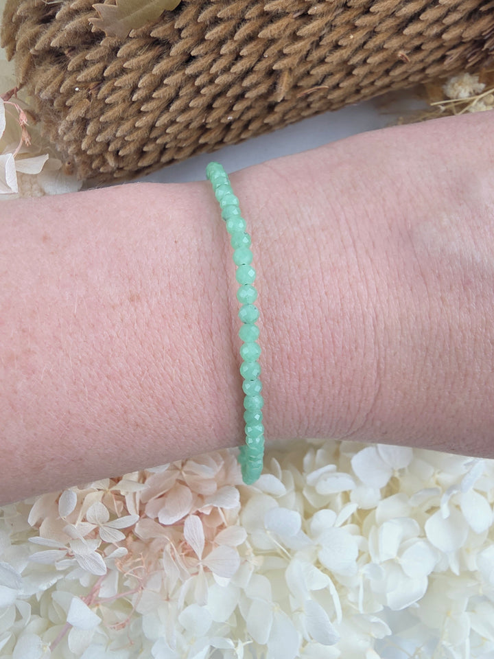 Green Aventurine Faceted Bracelet - 4mm (Adjustable Chain)