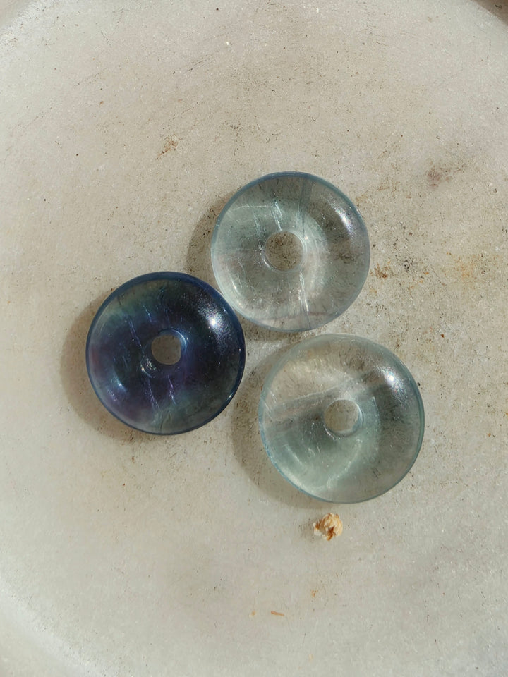 Rainbow Fluorite Donut Pendant