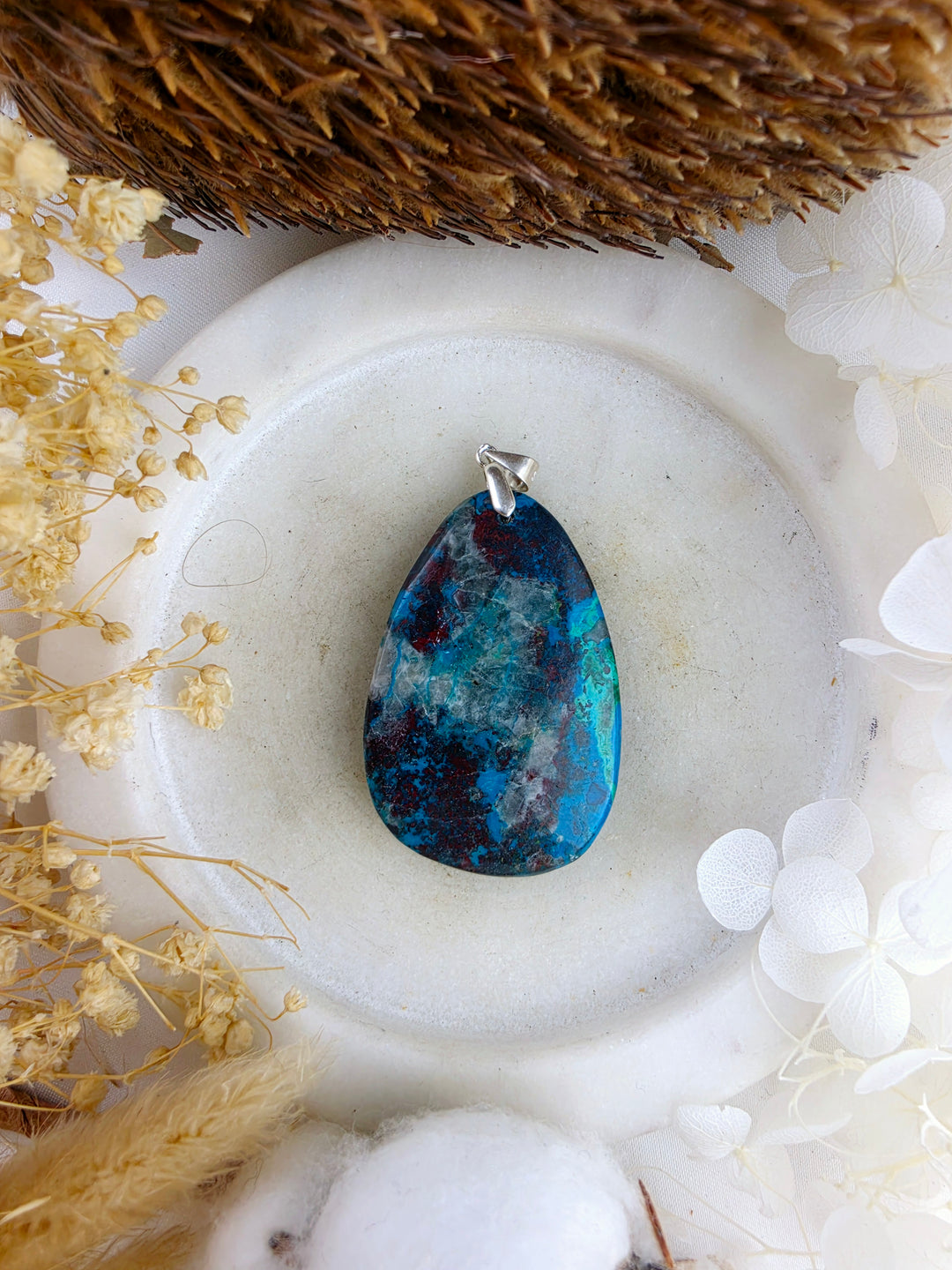 Chrysocolla Silver Pendant