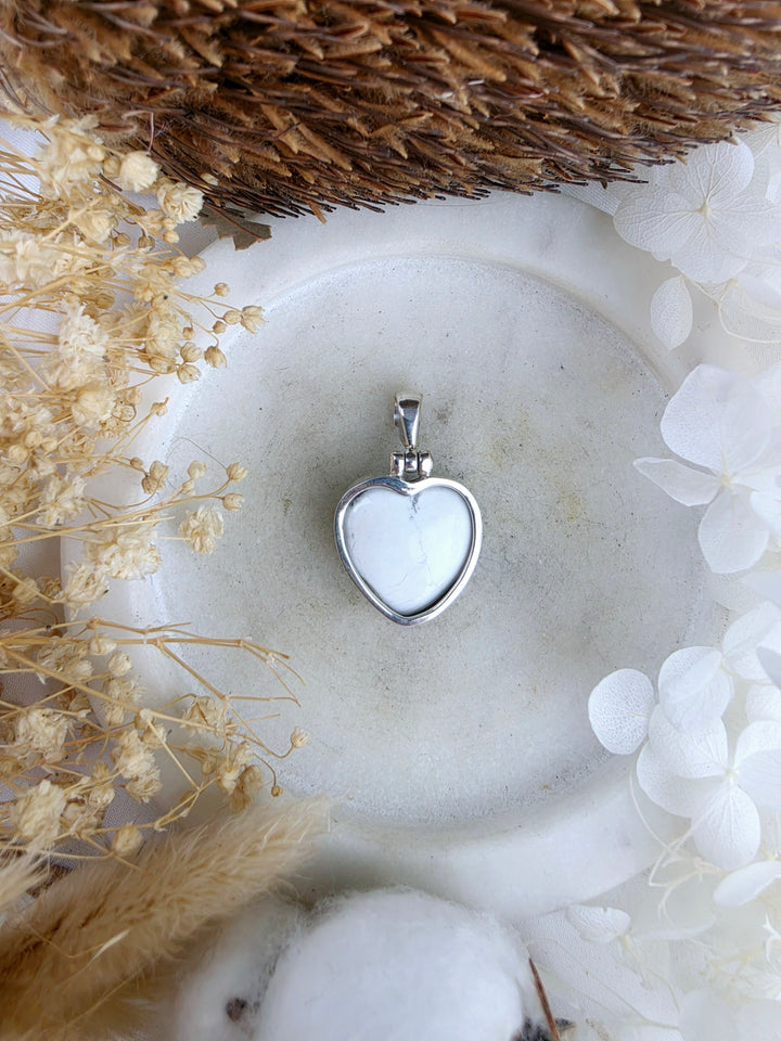 Howlite Heart Silver Pendant