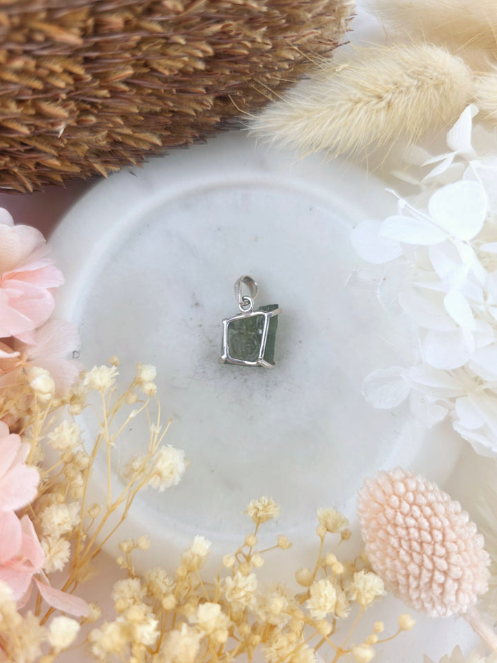 Moldavite Silver Pendant
