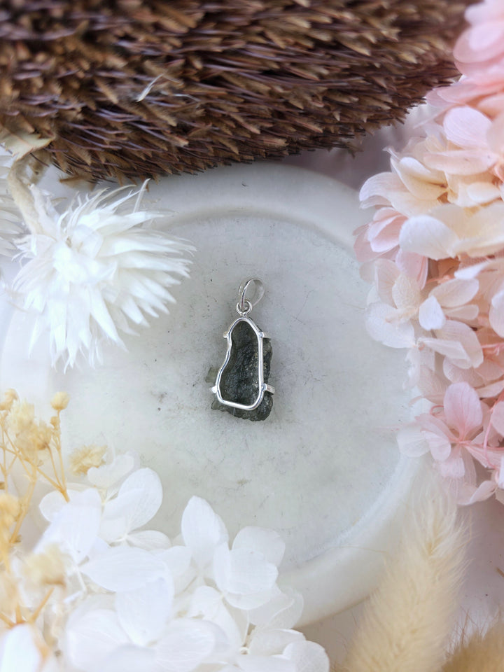Moldavite Silver Pendant