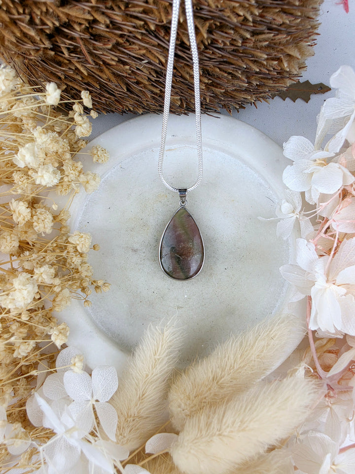 Watermelon Tourmaline Silver Pendant