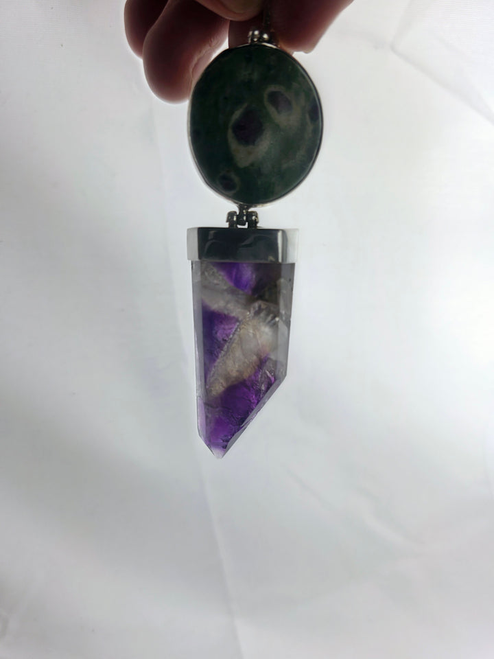 Ruby In Fuschite & Amethyst Smoky Quartz Silver Pendant