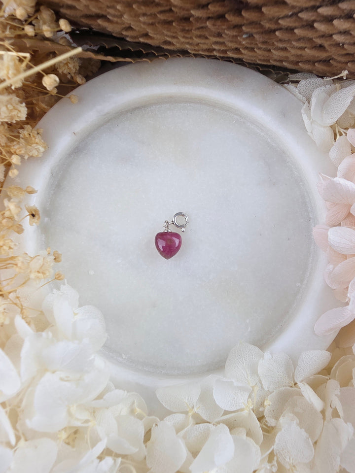 Pink Tourmaline Heart Silver Pendant/Charm — Worthy of Love
