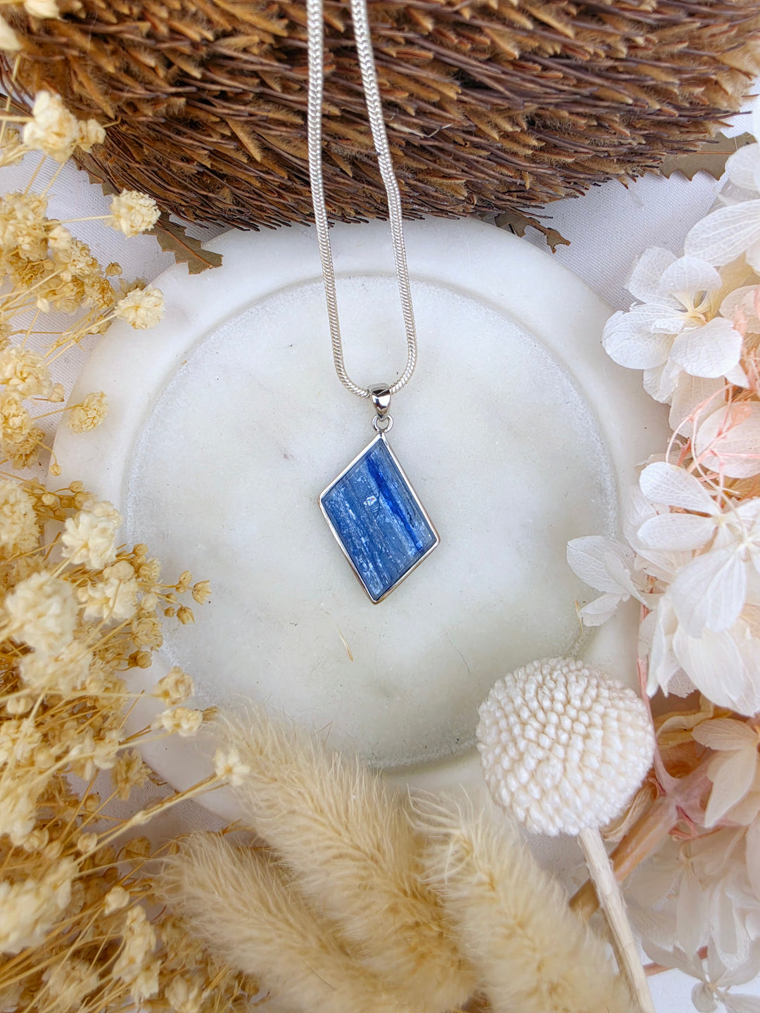 Blue Kyanite Silver Pendant