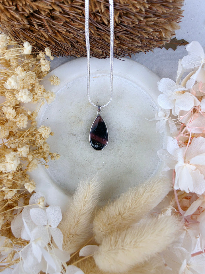 Watermelon Tourmaline Silver Pendant