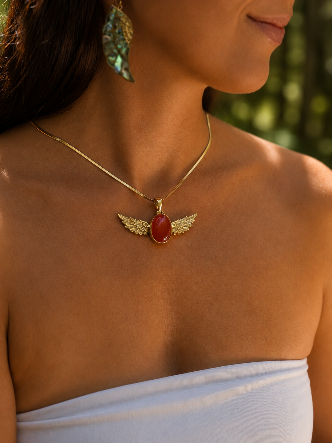 Carnelian Anahata Brass Pendant