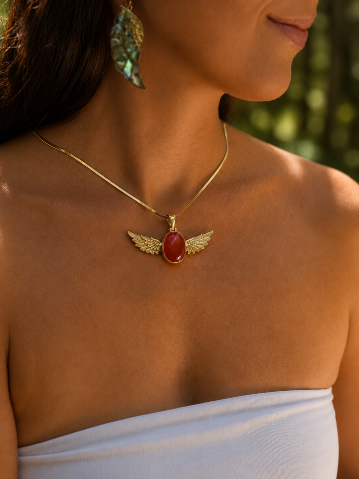 Carnelian Anahata Brass Pendant