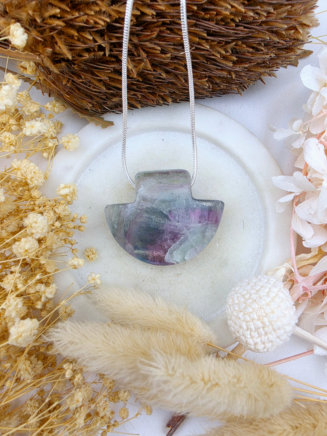 Rainbow Fluorite Temple Pendant