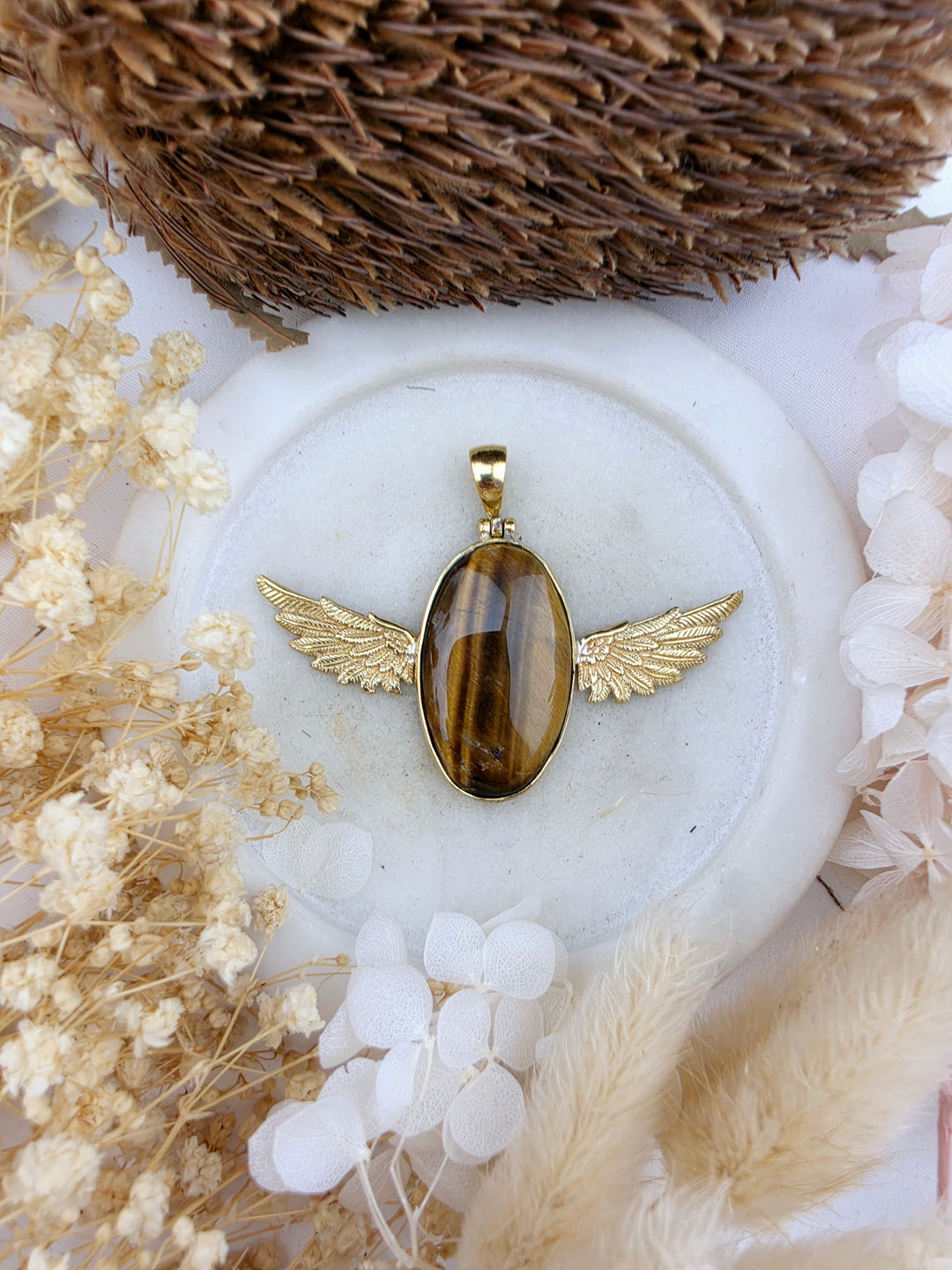 Tigers Eye Anahata Brass Pendant