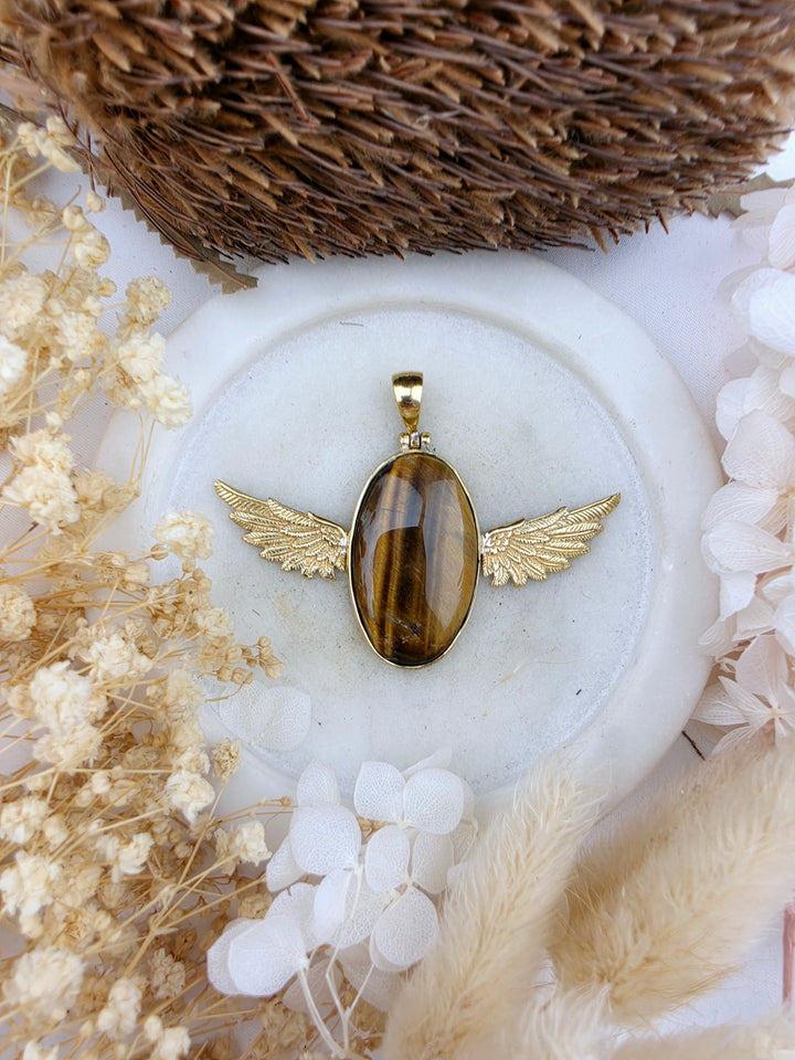 Tigers Eye Anahata Brass Pendant