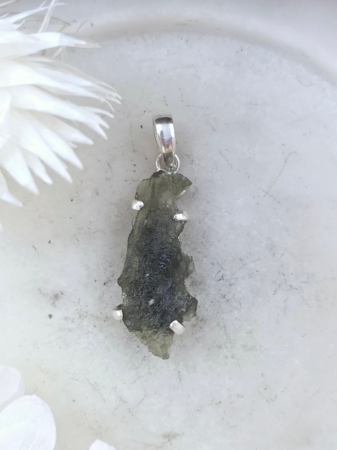 Moldavite Silver Pendant