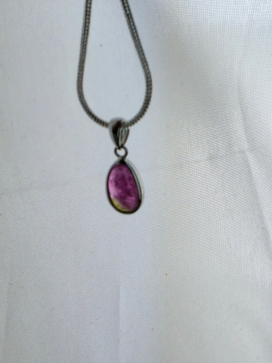 Watermelon Tourmaline Silver Pendant
