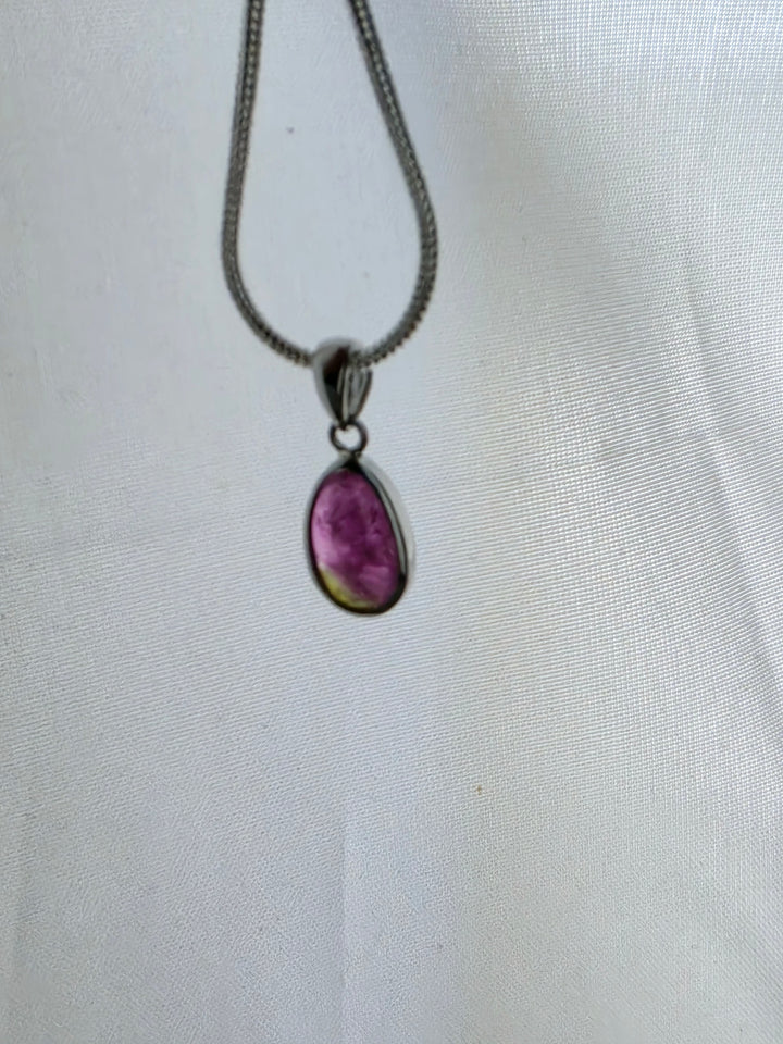 Watermelon Tourmaline Silver Pendant