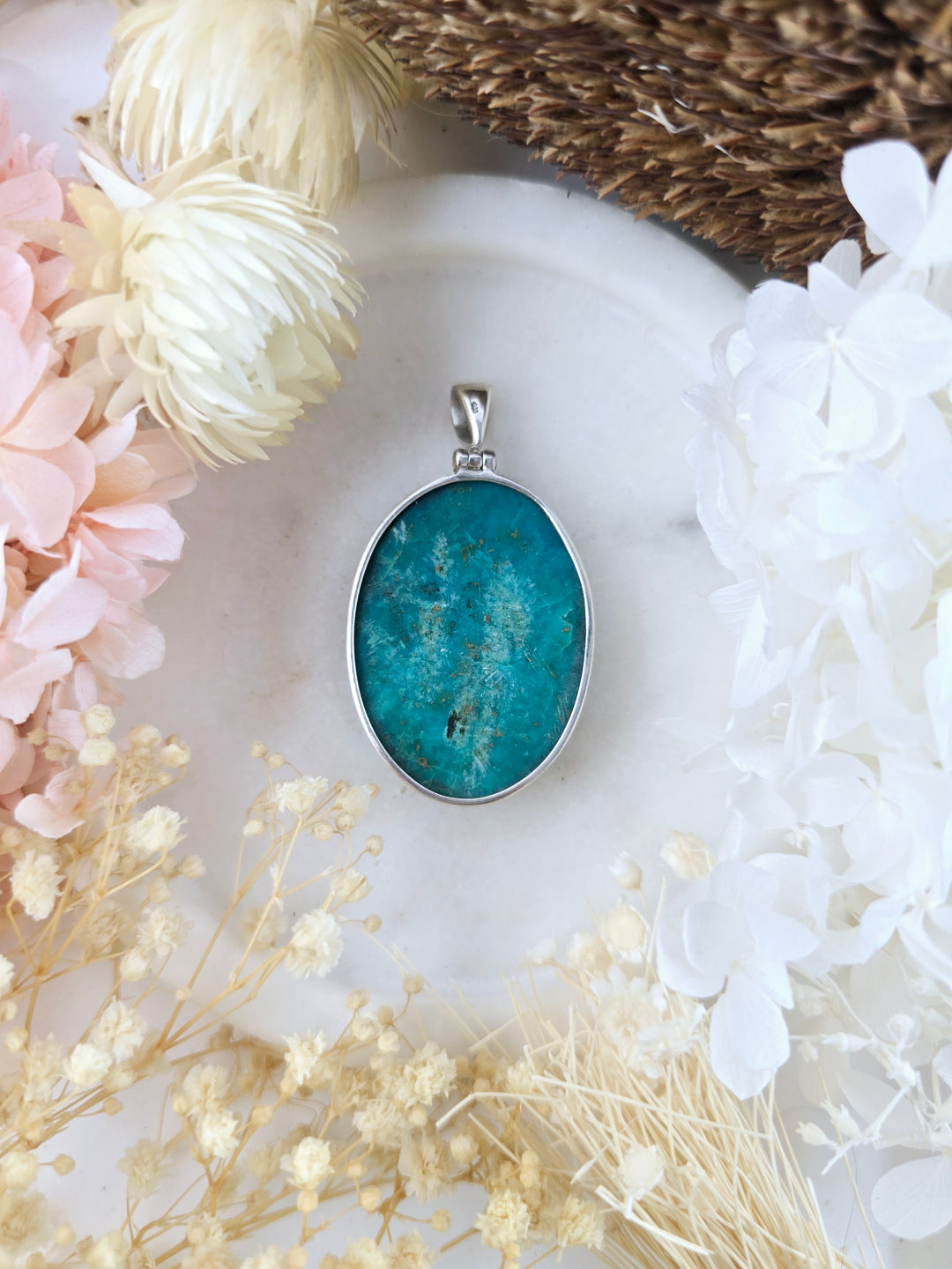 Chrysocolla Silver Pendant
