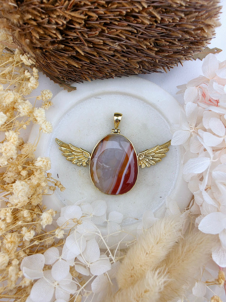 Carnelian Anahata Brass Pendant