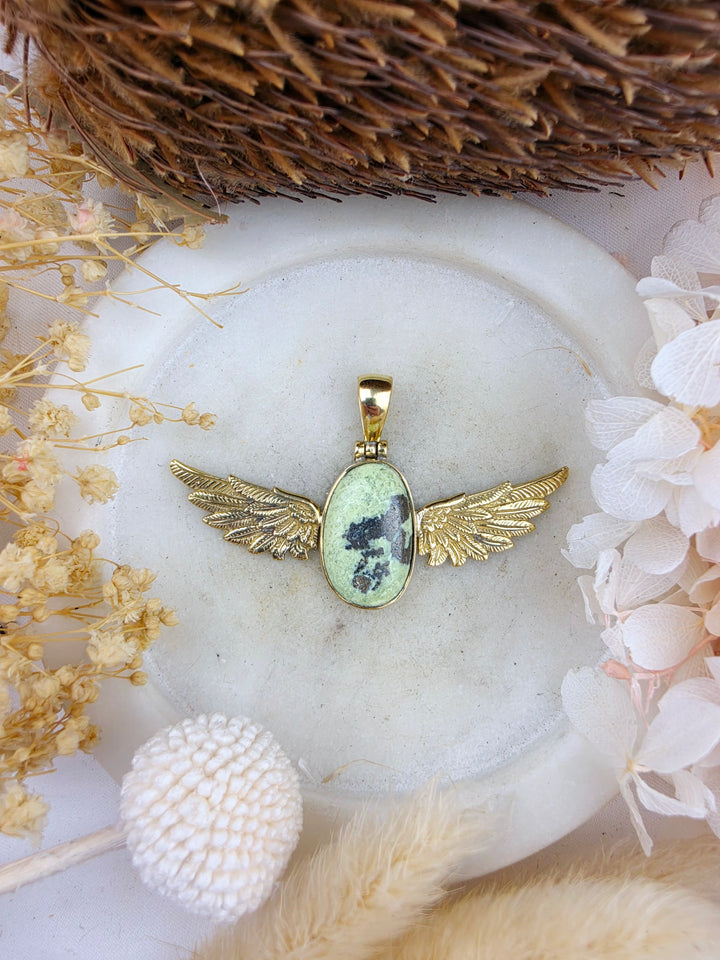 Serpentine Anahata Brass Pendant