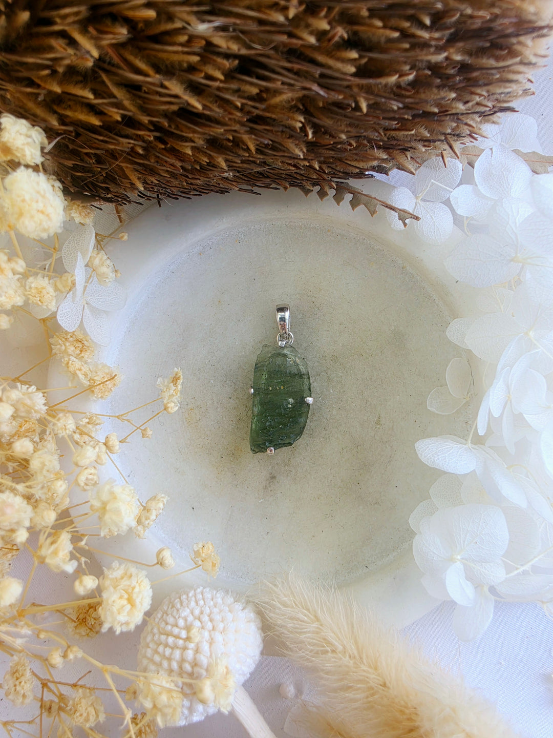 Moldavite Silver Pendant