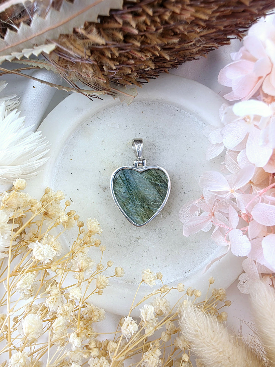 Labradorite Heart Silver Pendant