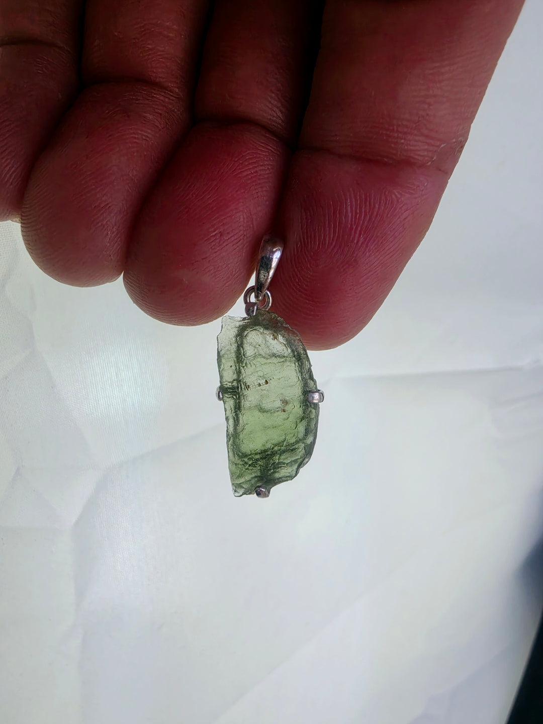 Moldavite Silver Pendant